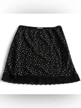 Floral Lace-Trim A-Line Skirt